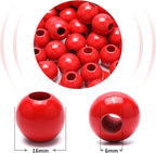 240Pcs Red Wood Beads 16mm for Craft Large Hole Wood Beads Hole: 6mm - Image 2