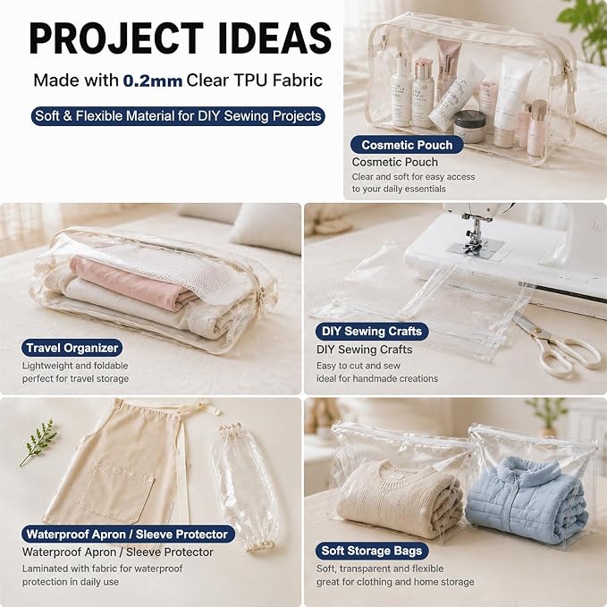 SHISU Clear TPU Vinyl Fabric 8 Mil, Large Waterproof Sheet | Wide transparent - Image 6