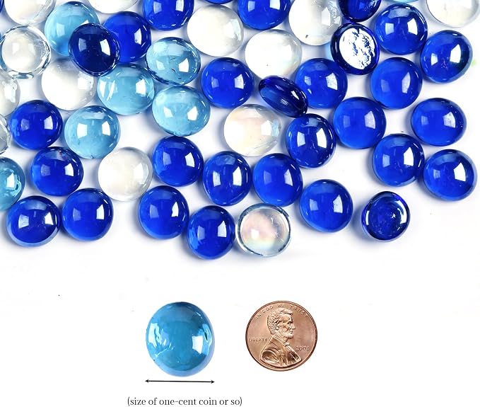 10LB Fire Pit Glass, Mixed Blue Flat Glass Marbles - Image 3