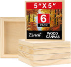 ESRICH 5x5 Inch Wood Panels, 6 Pack Square Craft Wood Canvas Boards, Blank by ESRICH