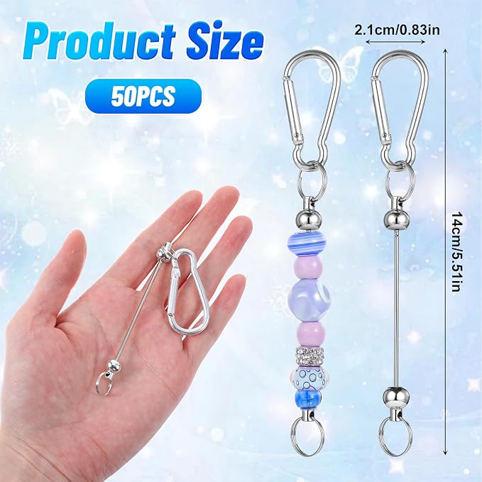 50 Pcs Beadable Keychain Bars Bulk DIY Metal Keychain Making Kit Metal - Image 2