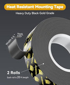 PHIXBEAR 2 Rolls Heavy Duty Double Sided Tape, Heat-Resistant & Waterproof - Image 2