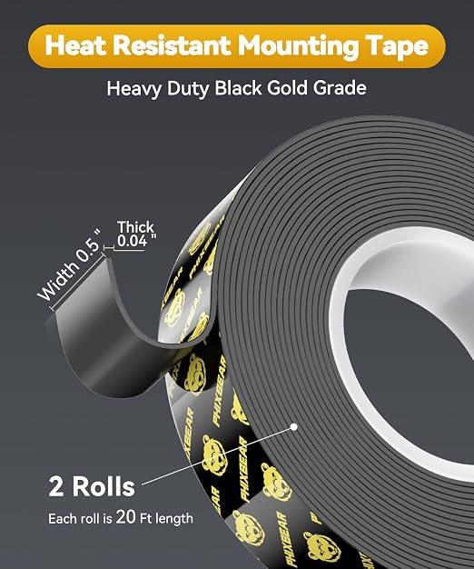 PHIXBEAR 2 Rolls Heavy Duty Double Sided Tape, Heat-Resistant & Waterproof - Image 2