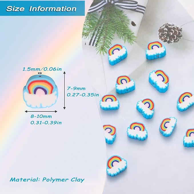 100pcs Blue Rainbow Polymer Clay Spacer Beads - Image 3