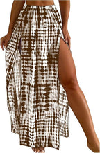 SHENHE Women's Swim Cover Up Skirt High Slit Tie Dye Beach Coverups Long Flowy by SHENHE