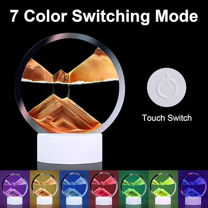 rysnwsu Moving Sand Art Picture Round Glass 3D Deep Sea Sandscape in Motion - Image 2