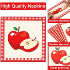 Qyeahkj 100 Pcs Apple Party Supplies Back to School Plates and Napkins Fruit - Image 4
