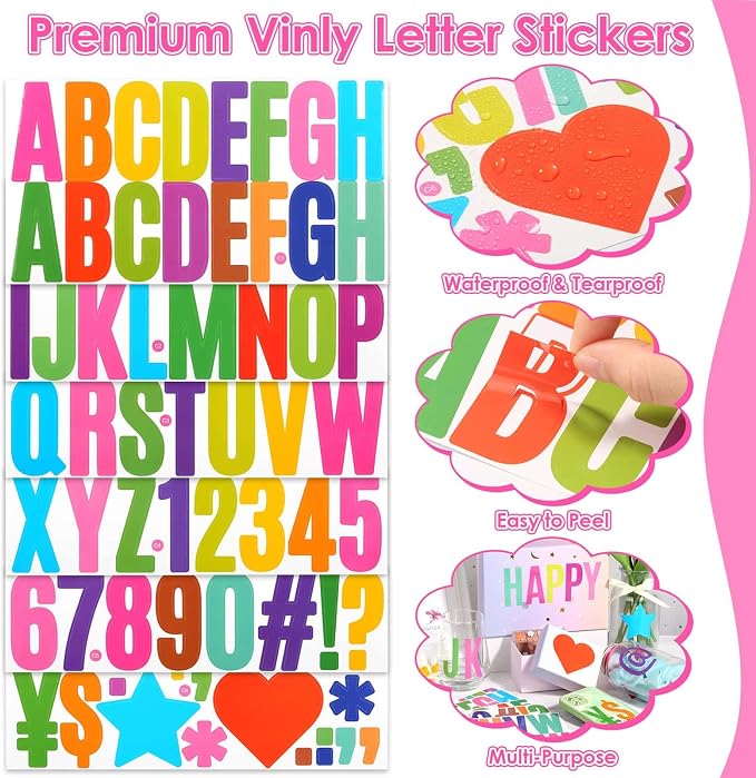 600 Pcs 36 Sheets Letter Stickers 2.5 Inches Colorful Large Alphabet Number - Image 4
