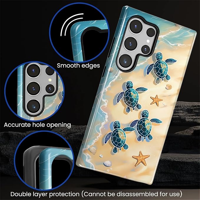 for Samsung Galaxy S23 Ultra Case, Sea Turtle Beach Pattern Glossy 2 in 1 - Image 4