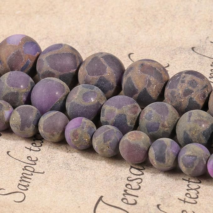 6mm Matte Purple Cloisonne Jasper Bead, 15-Inch Matte Round Loose Stone Beads - Image 7