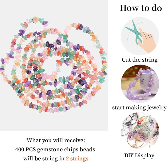 400pcs Natural Chip Stone Beads - Image 9
