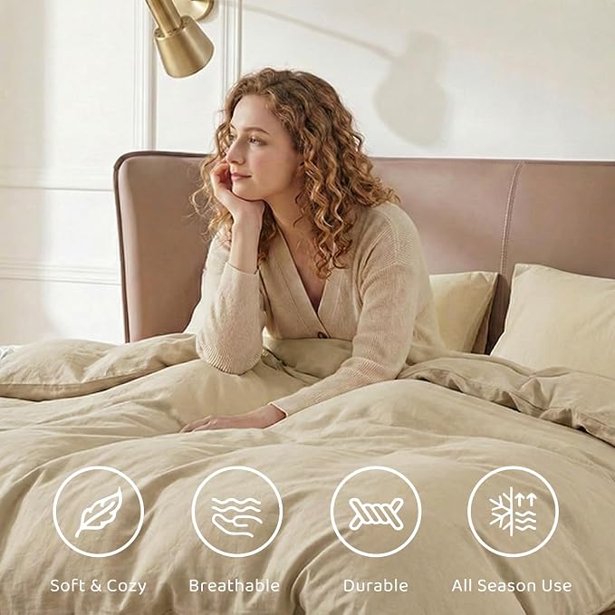 WRENSONGE Queen Comforter Set- 7 Pieces Beige Bed in a Bag Queen - Image 6
