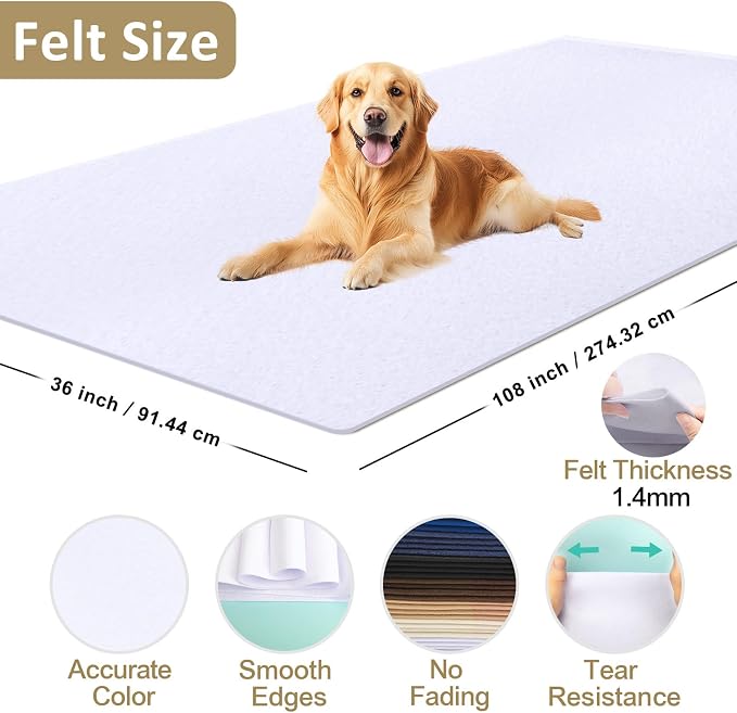 XSEINO Soft Felt Fabric, Large Single Piece, 36x108 Inch, 1.4mm Thick Golden - Image 2