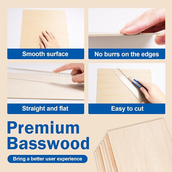 30 Pack Basswood Sheets for Crafts, Wood Burning, Architectural Models - Image 3