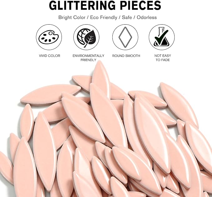 Yoption Petal Mosaic Tiles for Crafts, 200g Flower Leaf Ceramic Tiles Pieces - Image 4