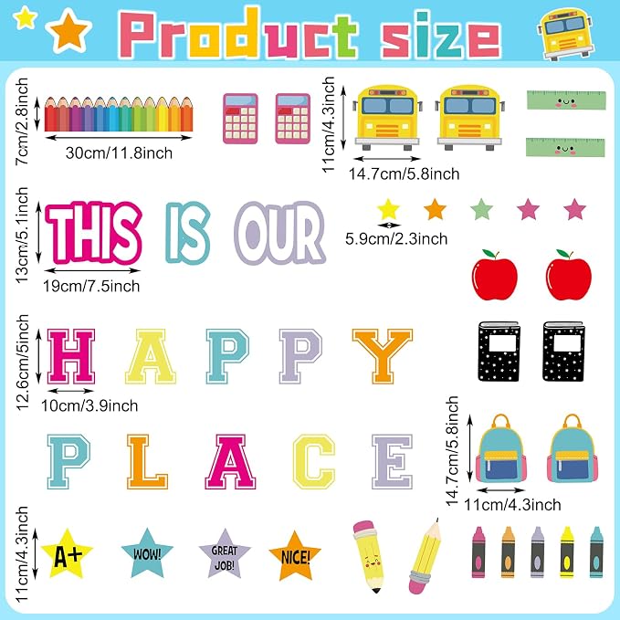Mooliwe This is Our Happy Place Classroom Decor Welcome Back to School Bulletin - Image 2