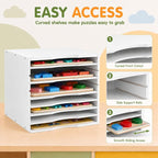 Ripeng 2 Pack 7-Tier Bamboo Puzzle Holder Rack, Adjustable Storage Organizer - Image 7