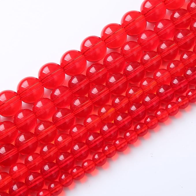 96PCS 8mm Garnet Red Glass Crystal Beads - Image 2