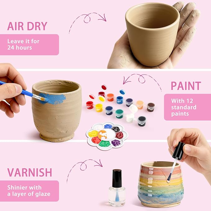 Pottery Wheel for Kids, Arts and Crafts for Kids Ages 8-12, Complete Pottery - Image 5