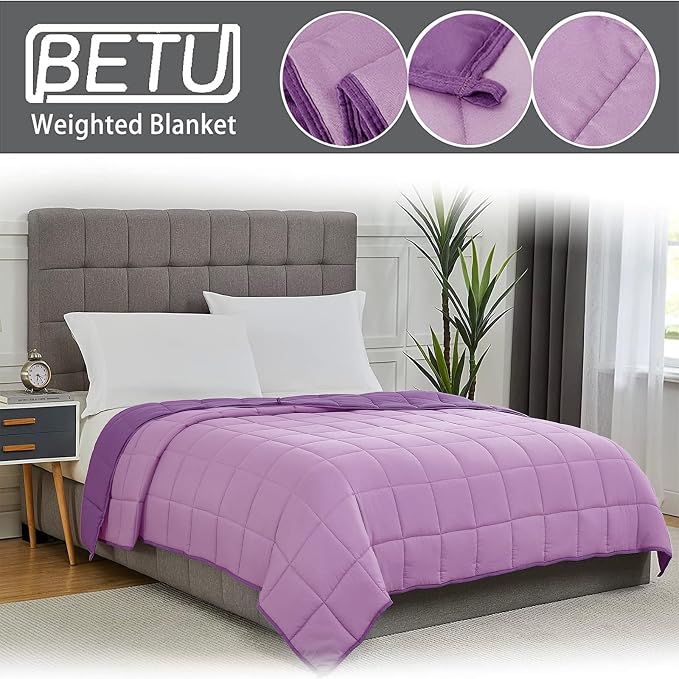 Purple Weighted Blanket for Adults 20lbs, King Size Cooling Heavy Throw Blanket - Image 3