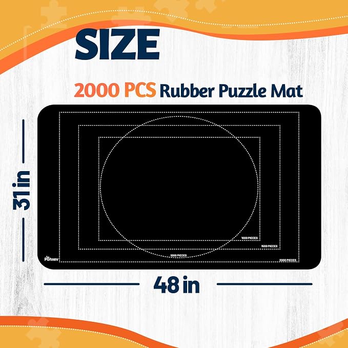 Pohxev Jigsaw Puzzle Mat Roll Up, Portable Saver Pad 48” x 31” Up to 2000 Pieces - Image 5