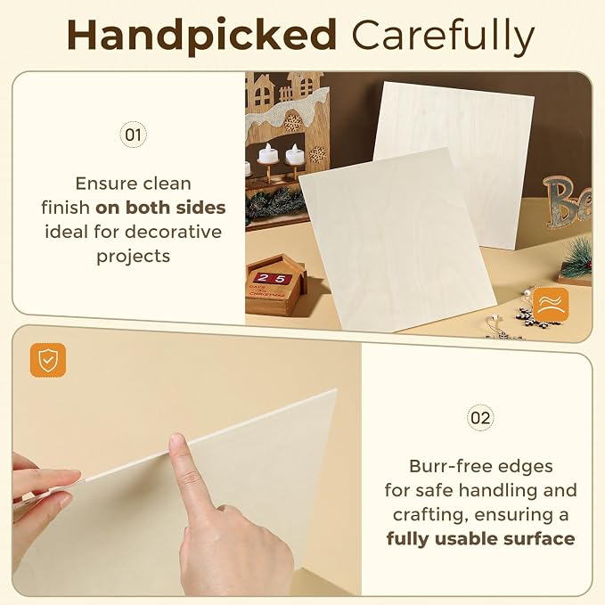 24 Pack Basswood Plywood Sheets 12"x12"x1/8", Basswood - Image 4