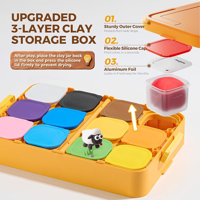Jar Melo Air Dry Clay for Kids 12 Colors Modeling Clay Kit - Image 4