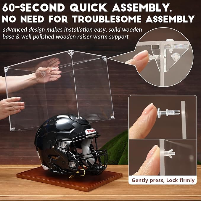 JupDec Football Helmet Display Case, Full Size Acrylic Baseball Motorcycle - Image 2
