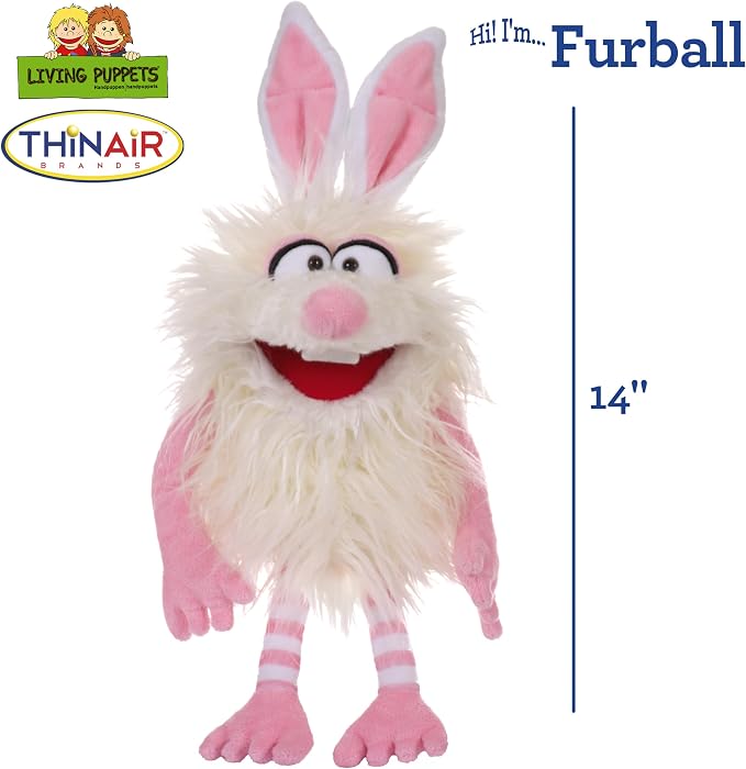 Playful Minds – Living Puppets Furball White Bunny Rabbit Hand Puppet – 14 Inch - Image 2
