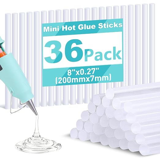 Phinus 36 Pack Mini Hot Glue Sticks, EVA Clear Glue Gun Sticks, Hot Glue Gun by Phinus