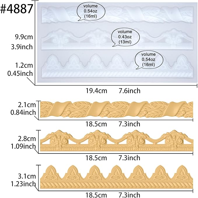 Art Molds for Polyclay Air Dry Clay Plaster Epoxy Resin Fondant Cake Decor 3 - Image 2