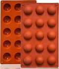 Lerykin Small 15-Cavity Semi Sphere Silicone Molds Non-Stick, 2 Packs Half by Lerykin