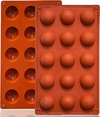 Lerykin Small 15-Cavity Semi Sphere Silicone Molds Non-Stick, 2 Packs Half by Lerykin