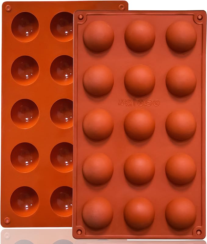 Lerykin Small 15-Cavity Semi Sphere Silicone Molds Non-Stick, 2 Packs Half by Lerykin