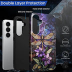 for Samsung Galaxy S26 Case, Stained Glass Dragonfly Pattern Glossy 2 in 1 - Image 3