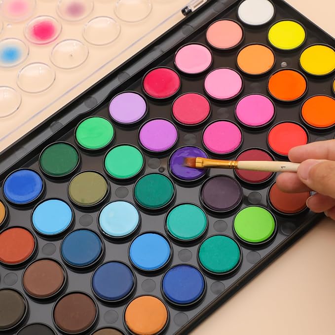 Artecho 48 Colors Watercolor Paint Set, Portable Travel Watercolor Cake Kit - Image 2