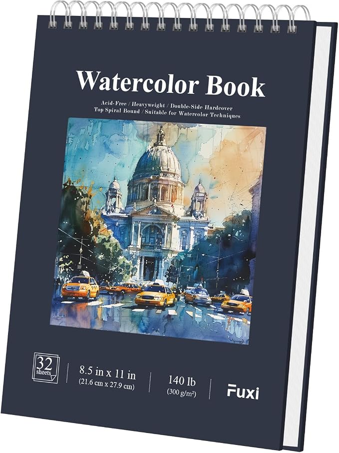 Fuxi Watercolor Notebook 8.5" x 11", 140 lb Cold Press Watercolor Paper by SketchBook