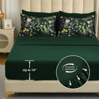 Yiran King Size Comforter Set 7 Piece, Dark Green Floral Bedding Set, Bed in a - Image 6