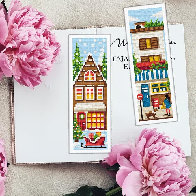 INFUNLY 6 Set DIY Cross Stitch Bookmark Kit Building House Cross Stitch Kits - Image 6