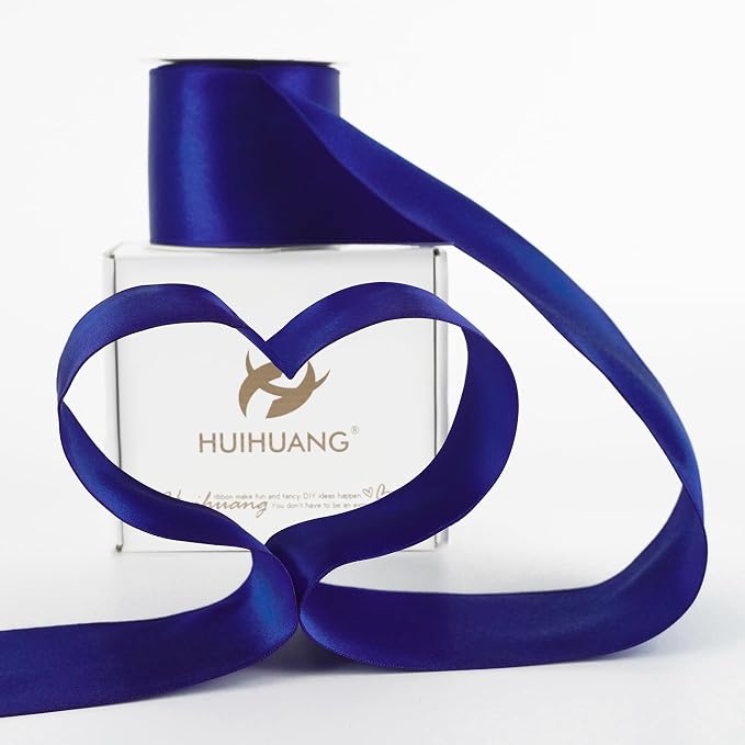 HUIHUANG Royal Blue Satin Wired Ribbon 2.5 inch 4th of July Cobalt Blue Wire - Image 8