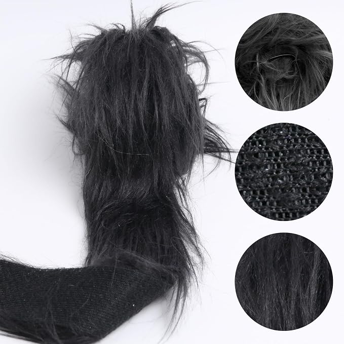 Shaggy Plush Faux Fur Fabric Precut Strips Black Fur Fluffy Fuzzy Craft Fur - Image 2