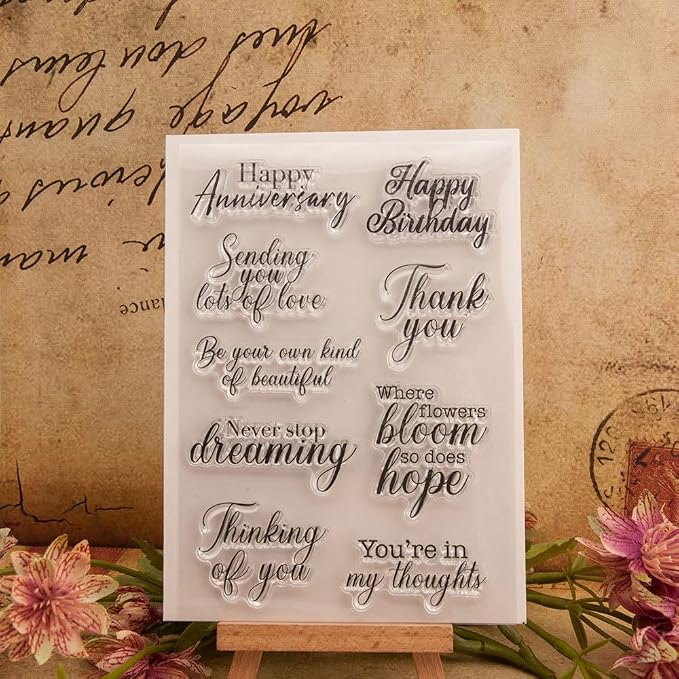 Happy Anniversary Greetings Blessings Silicone Clear Stamps Cards by AHTOLS