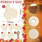 36PCS Wooden Fall Ornaments to Paint Thanksgiving Decorations, 6 Styles DIY - Image 2