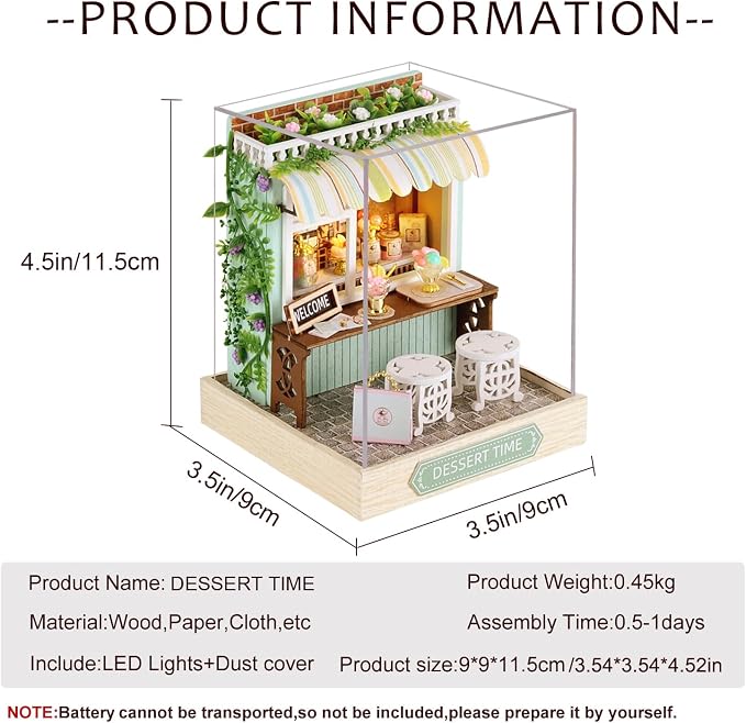 Miniature House Kit, CUTEROOM Tiny House Kit Wooden Dollhouse Kit Mini House - Image 2