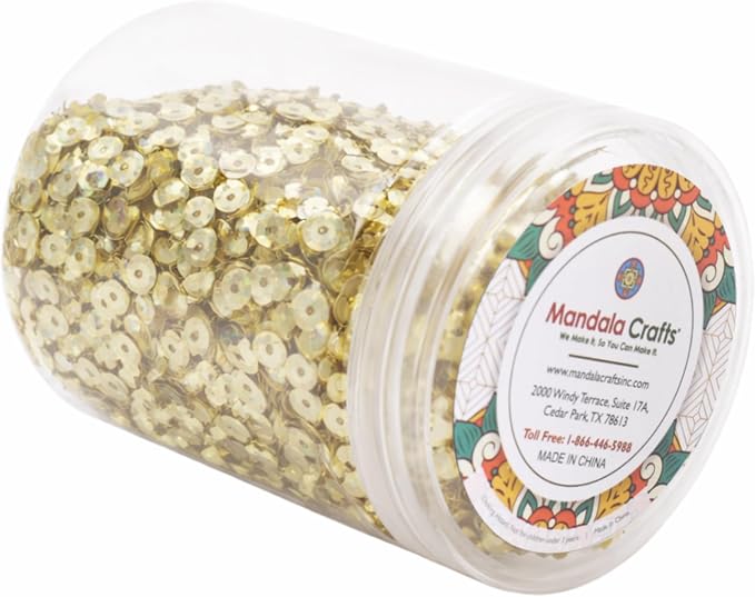 Mandala Crafts 6mm Cup Holographic Champagne Sequins - Image 4