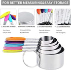 TILUCK Nesting Measuring Cups and Spoons Set, Stainless Steel - Image 6
