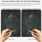 Fuxi Black Paper Sketchbook 8"×10", 60 Sheets Double-Sided Hard Cover, Spiral - Image 5