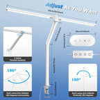 Airlonv LED Desk Lamp, Double Swing Arm Wide Lighting Area Desk Lamps - Image 3