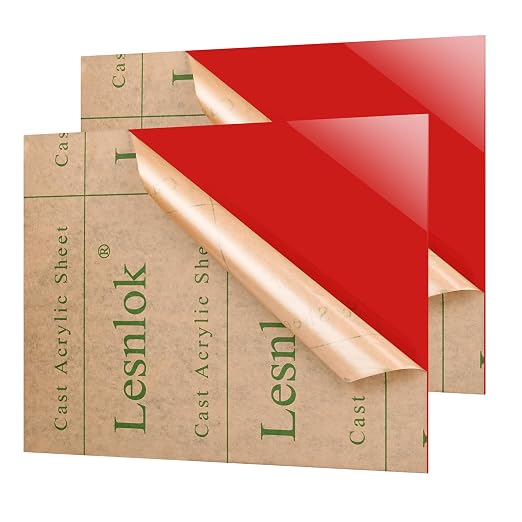 Lesnlok 18 x 24 Red Acrylic Sheets 1/8 inch Thick 3mm 2 Pieces Cast Plexiglass by Lesnlok