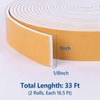 Self-Adhesive Weatherstrip 1in x 1/8in x 33Ft High Density Foam Insulation - Image 2
